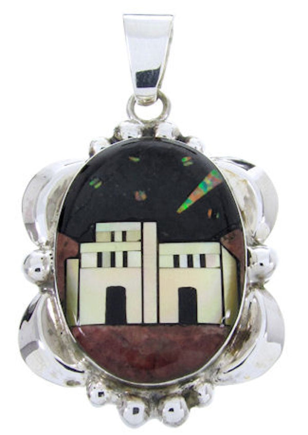 Sterling Silver Multicolor Native American Design Pendant YS67071